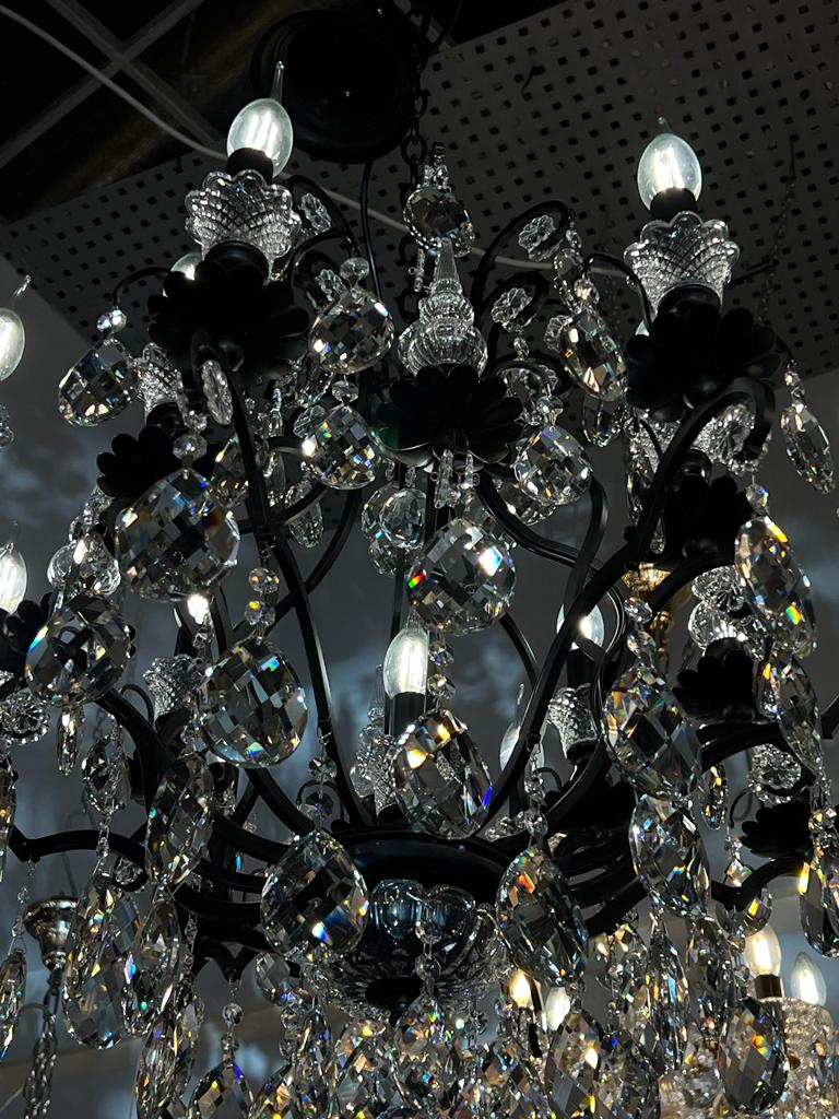 подвесная люстра crystal lux magnifico sp13 black/transparent