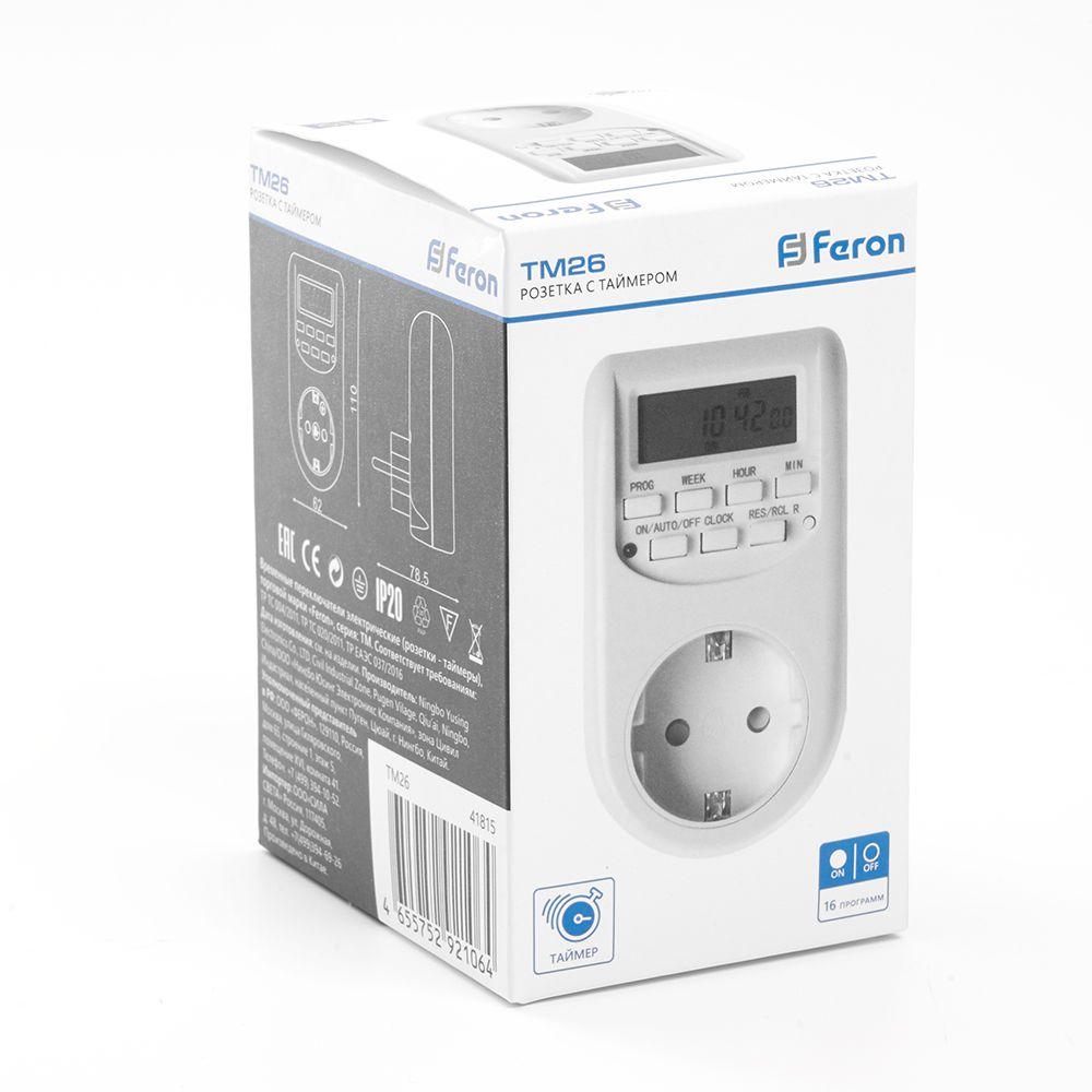розетка с таймером feron tm26 41815