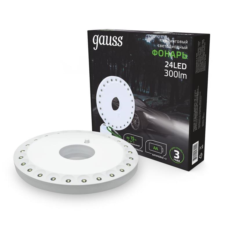 кемпинговый светодиодный фонарь gauss от батареек 135х20 300 лм gf003