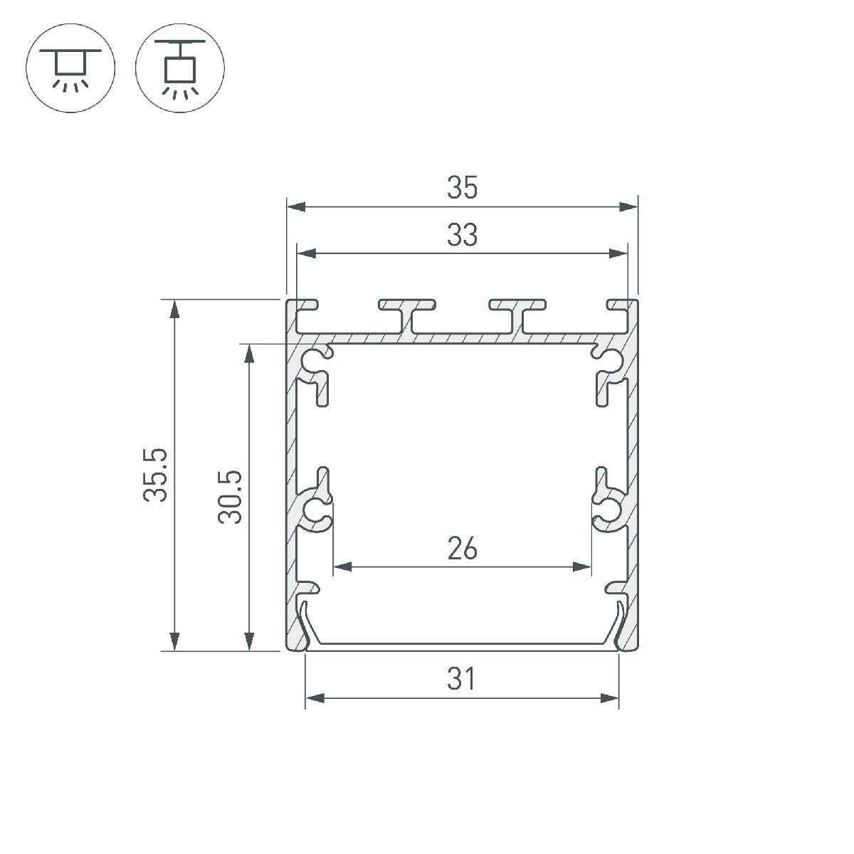 алюминиевый профиль arlight line-s-3535-2500 white 041833