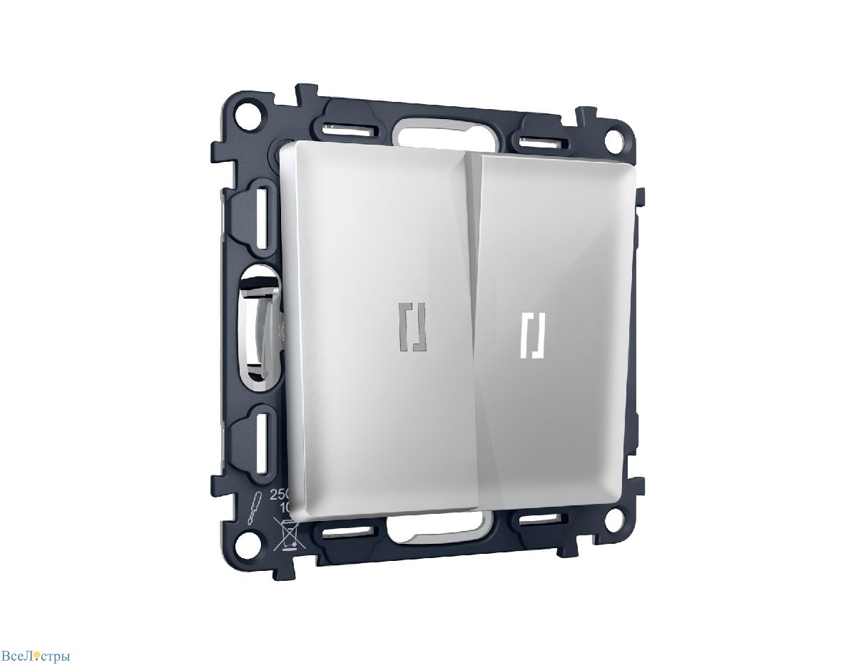 комплект механизма 2-кл проходного выключателя с подсветкой ambrella volt alfa ma404035