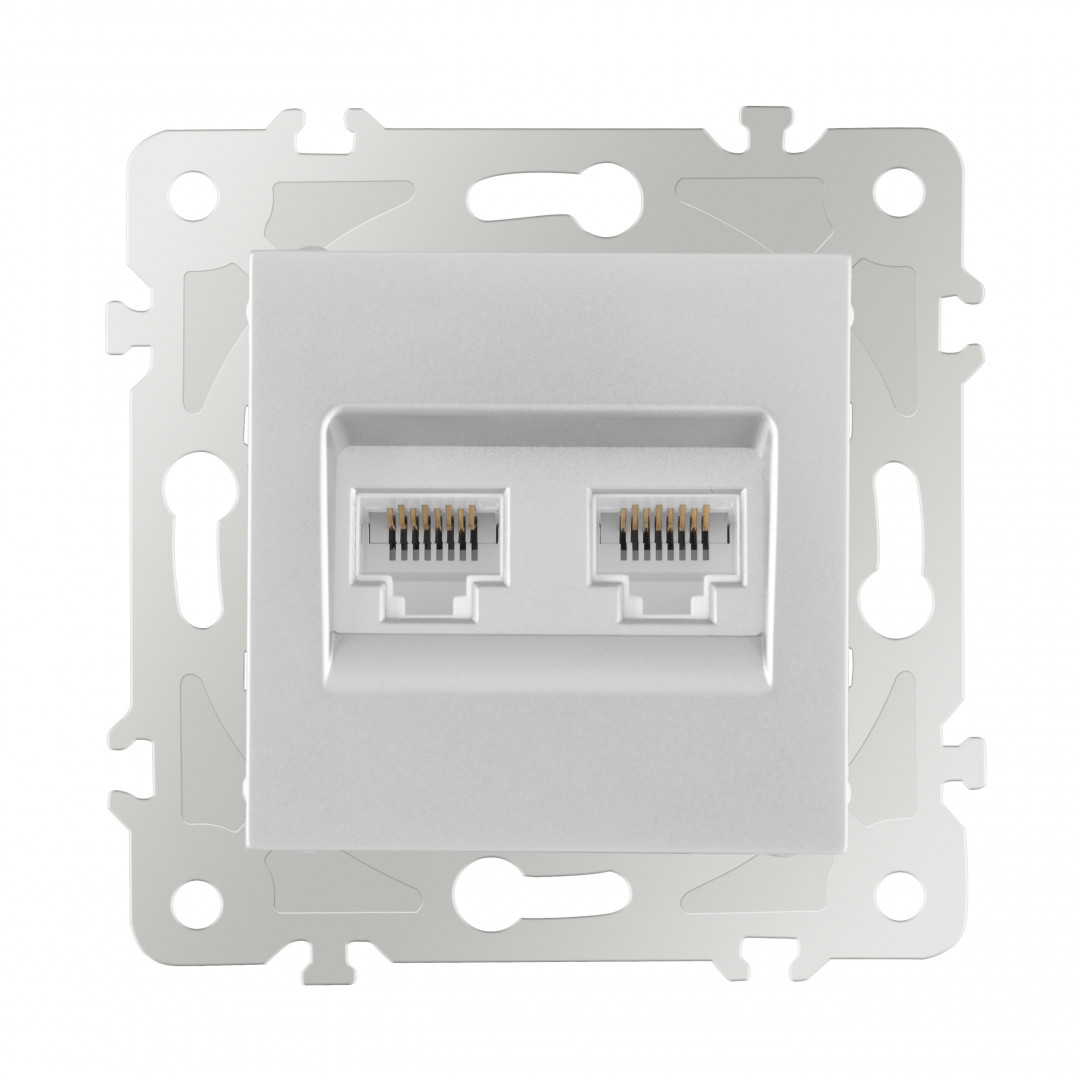 розетка двойная rj45 arte milano 203.45-2.silver