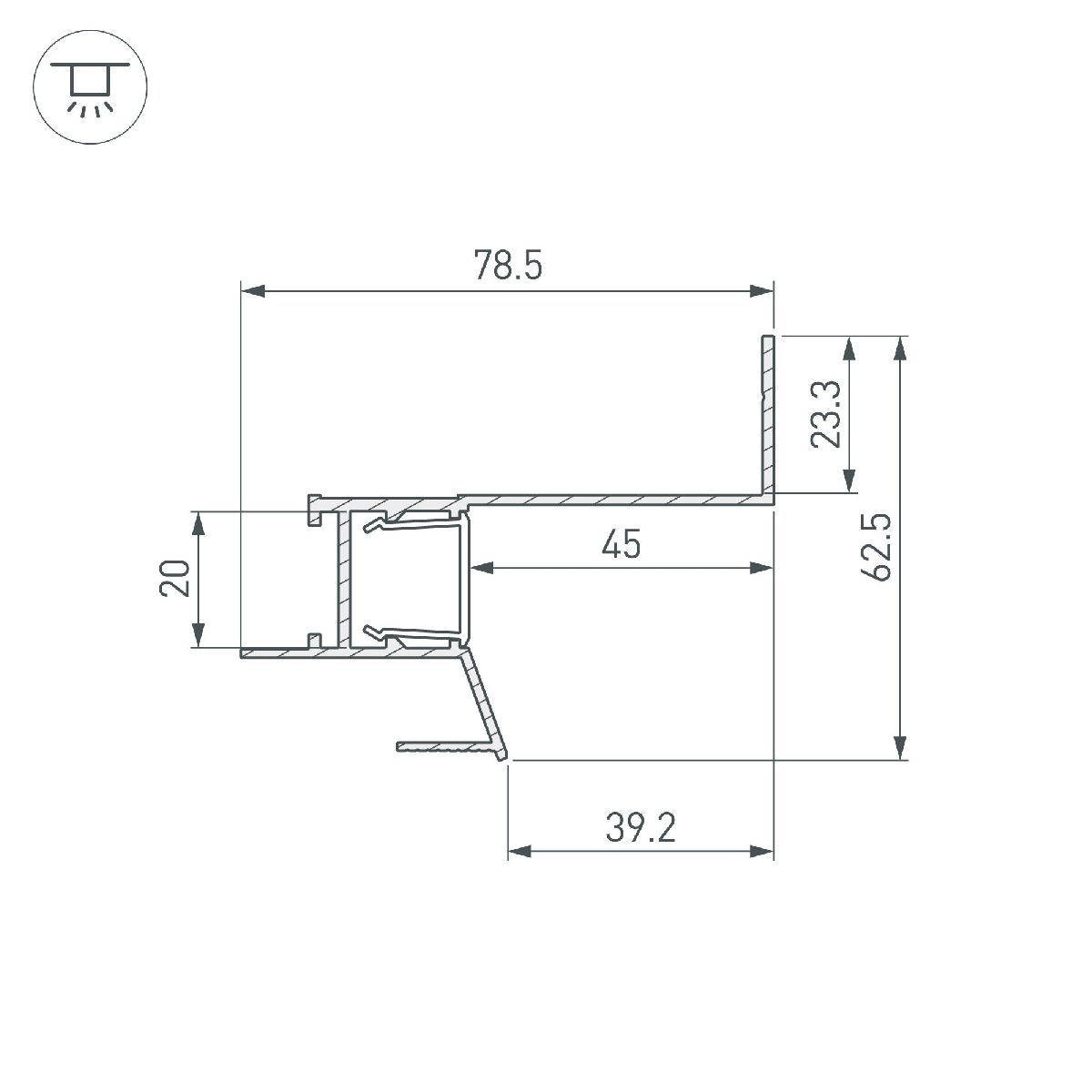 алюминиевый профиль arlight сeil-s18-shadow-side-3000 white 050501