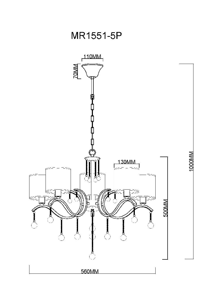 подвесная люстра myfar dante mr1551-5p