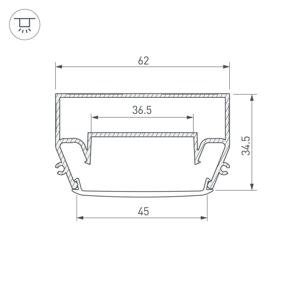 профиль arlight stretch-s-50-ceil-center-2000 040700
