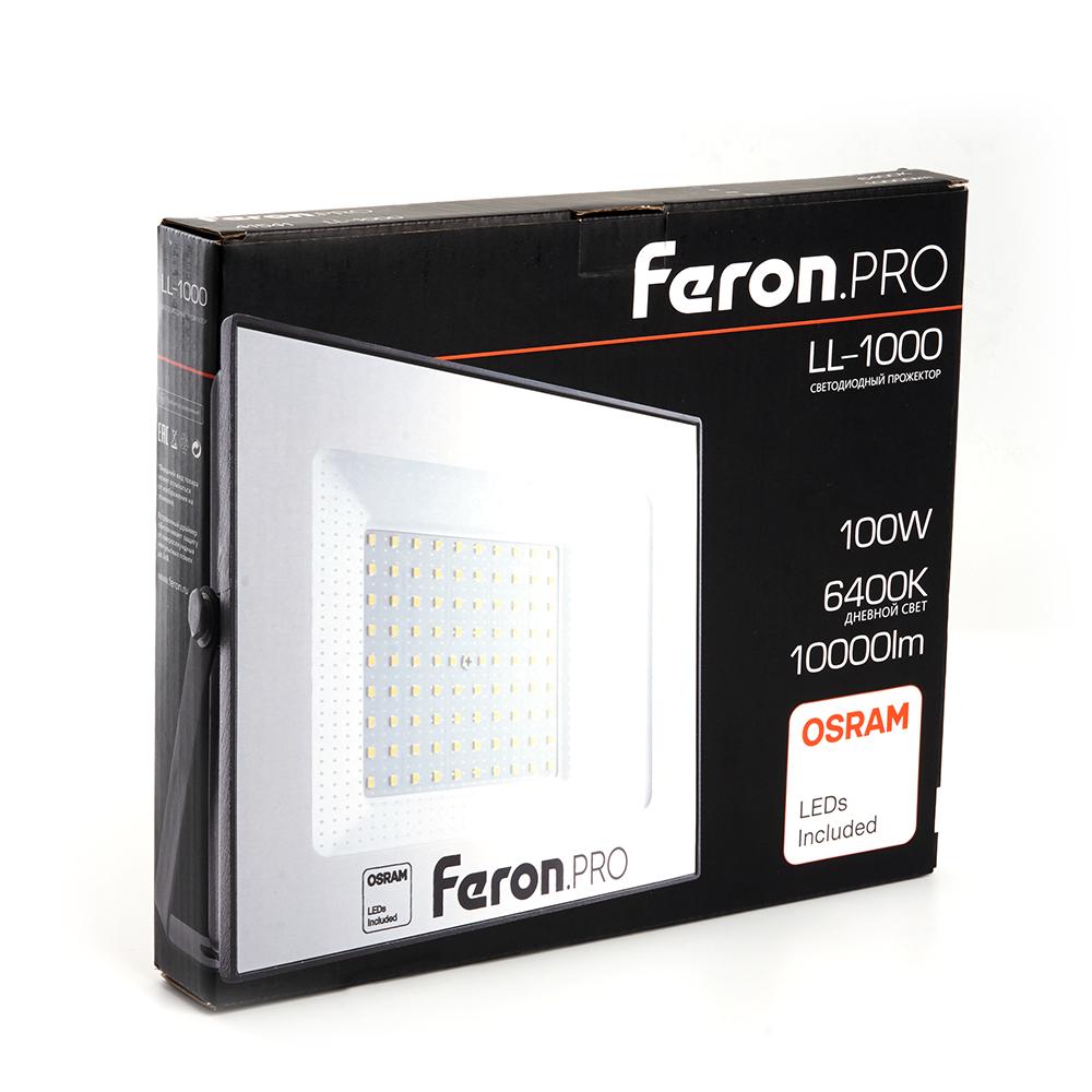 светодиодный прожектор feron ll-1000 100w 6400k 41541