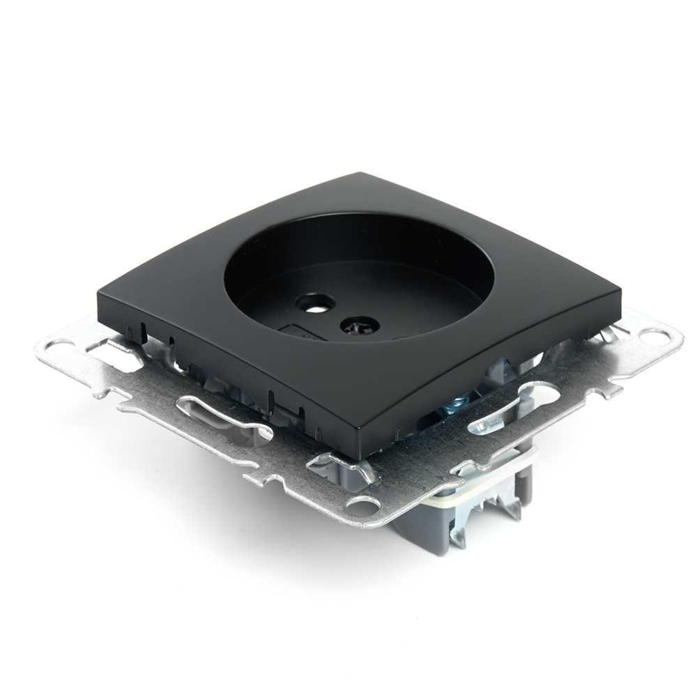 розетка 2p stekker эрна черный pst10-9109-03 49153