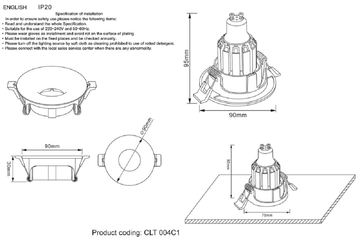 встраиваемый светильник crystal lux clt 004c1 ch