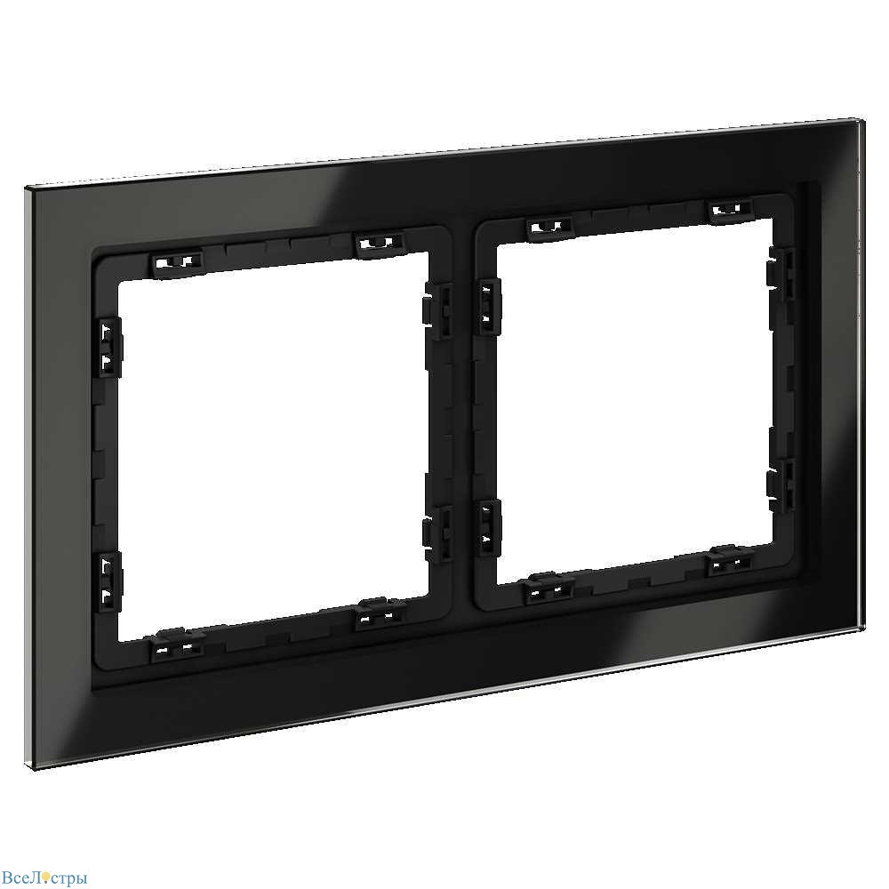 рамка стеклянная voltum s70 на 2 поста, (черный,стекло) vls110208