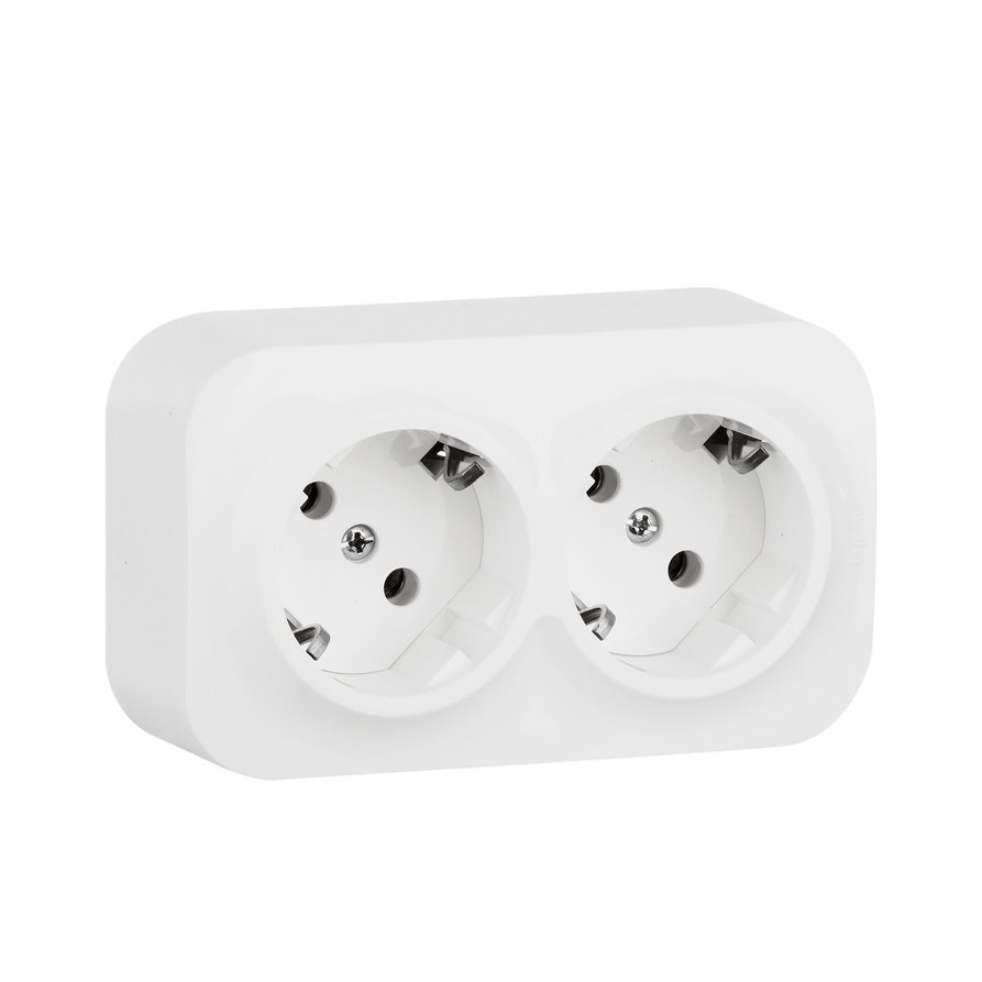 розеточный блок двойной с/з legrand quteo 782233