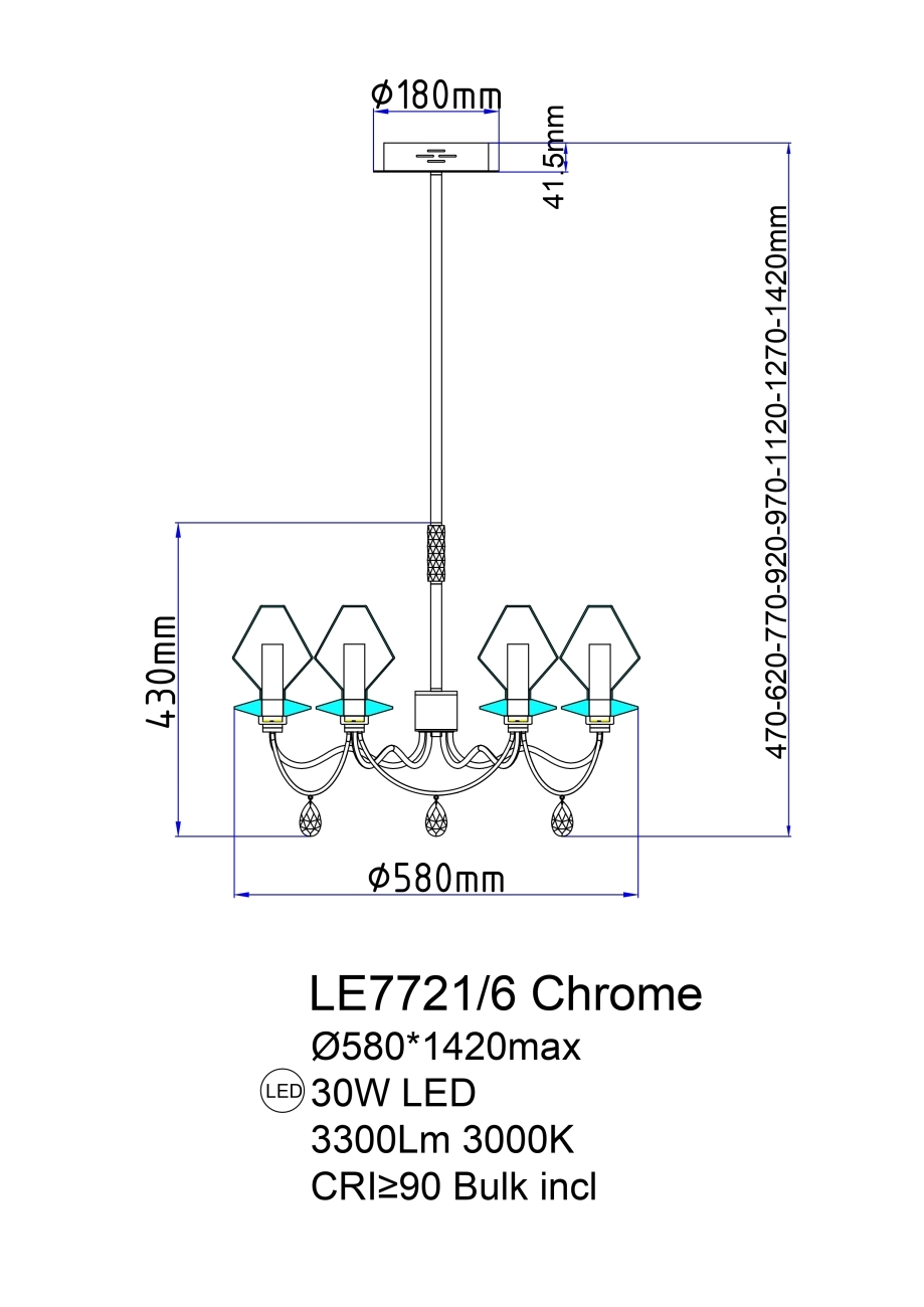 подвесная люстра therese le7721/6 chrome