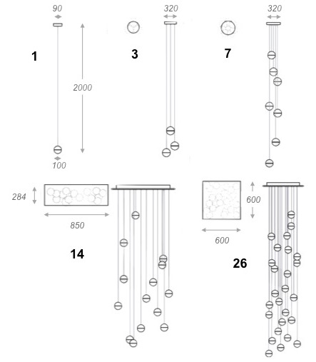 подвесной светильник imperiumloft bocci 14.1 single bubbles 85101-22