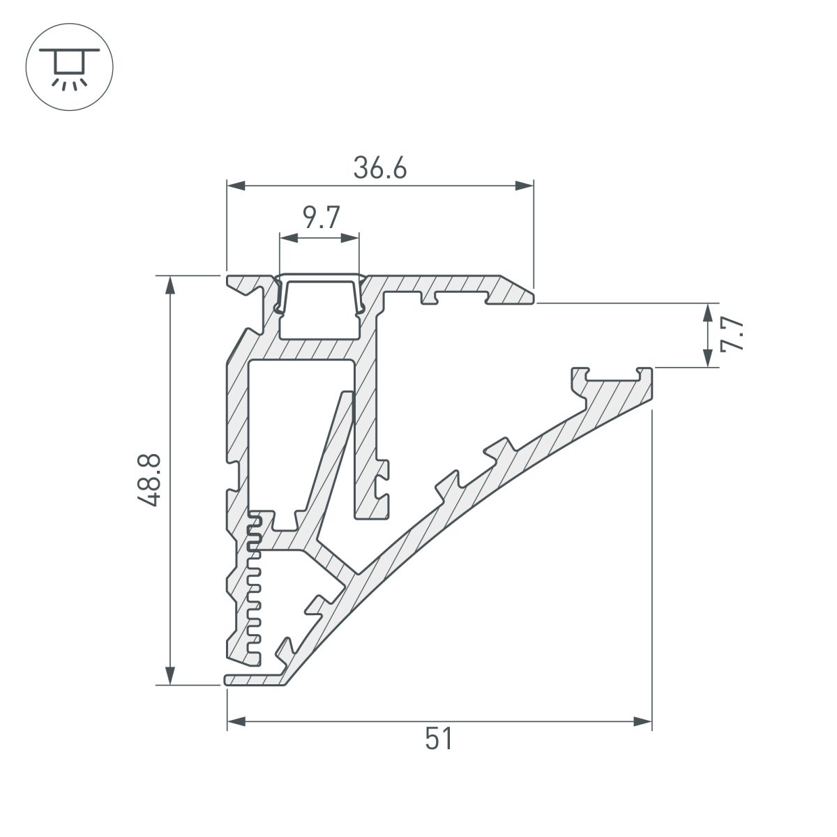 профиль arlight shelf-600-2000 anod (алюминий) 060498