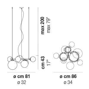подвесной светильник puppet ring 7 crystal/matt gold vistosi
