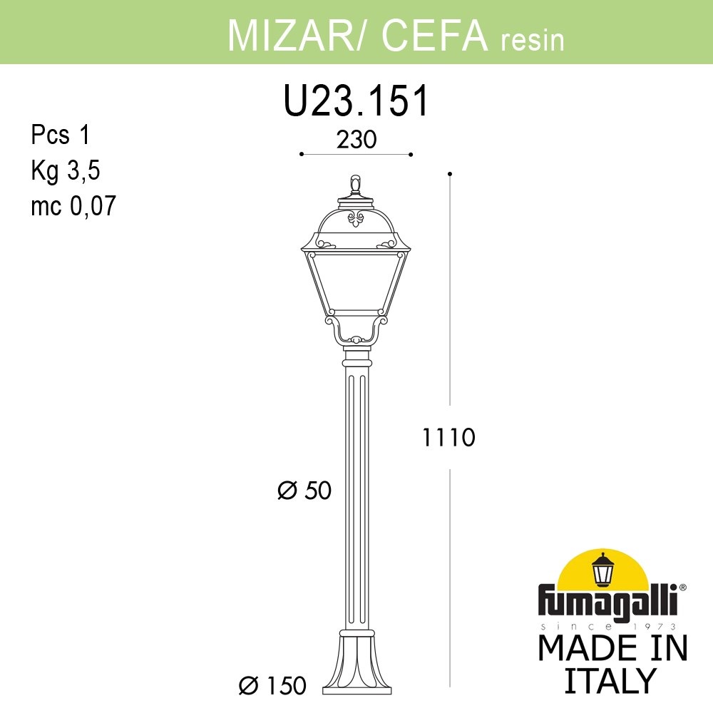 ландшафтный светильник fumagalli mizar.r/cefa u23.151.000.aye27