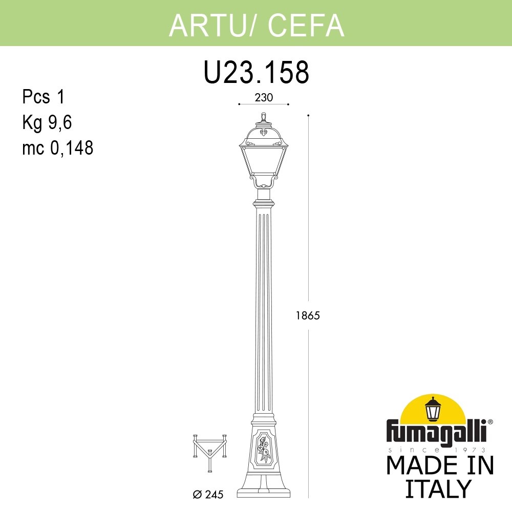 садово-парковый светильник fumagalli artu/cefa u23.158.000.axe27