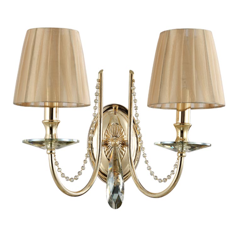 бра crystal lux victoria ap2 gold/amber