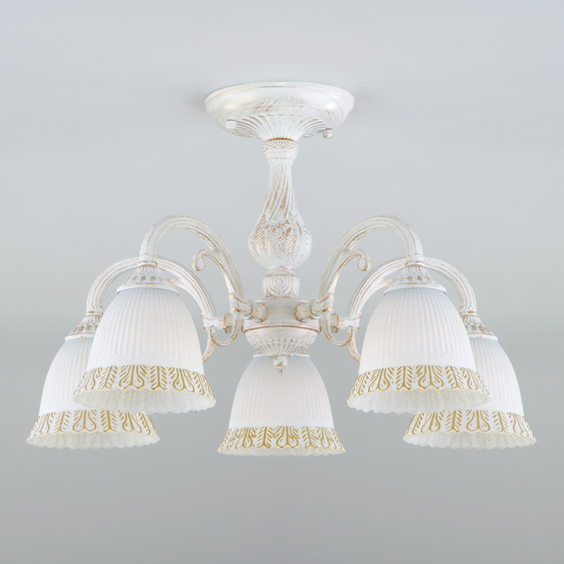 люстра на штанге eurosvet 60107/5 белый с золотом