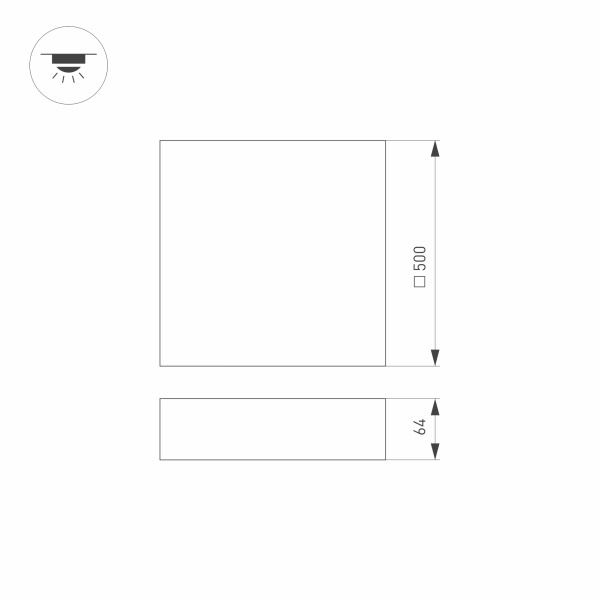 потолочный светильник arlight sp-quadro-s500x500-50w day4000 034801