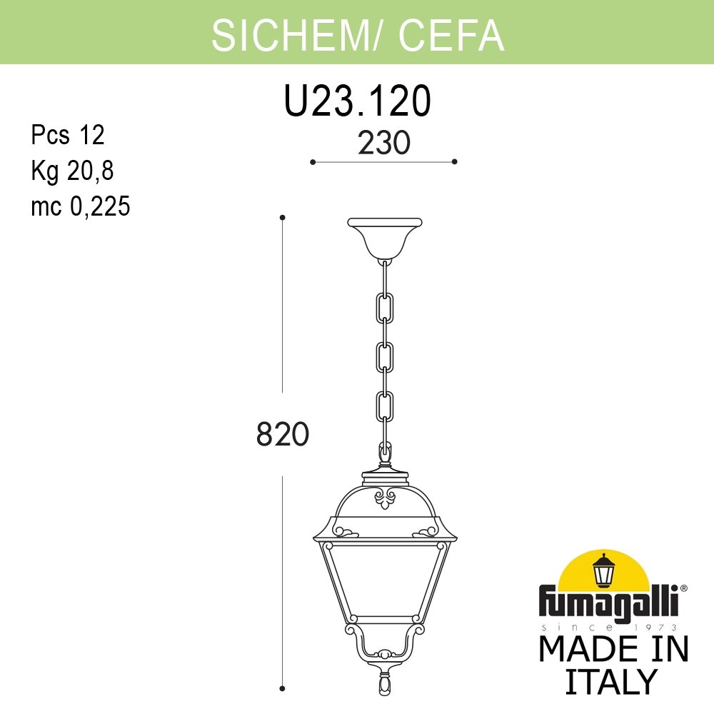 уличный подвесной светильник fumagalli sichem/cefa u23.120.000.aye27