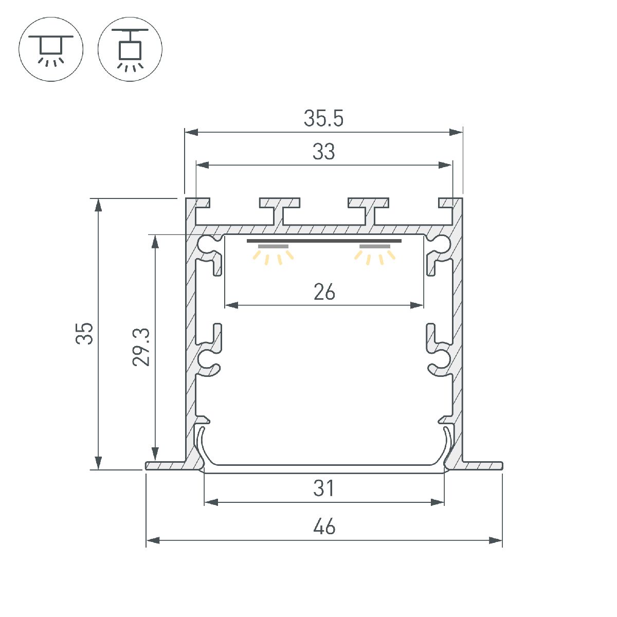 профиль arlight linia49-f-m-3000 black 055443