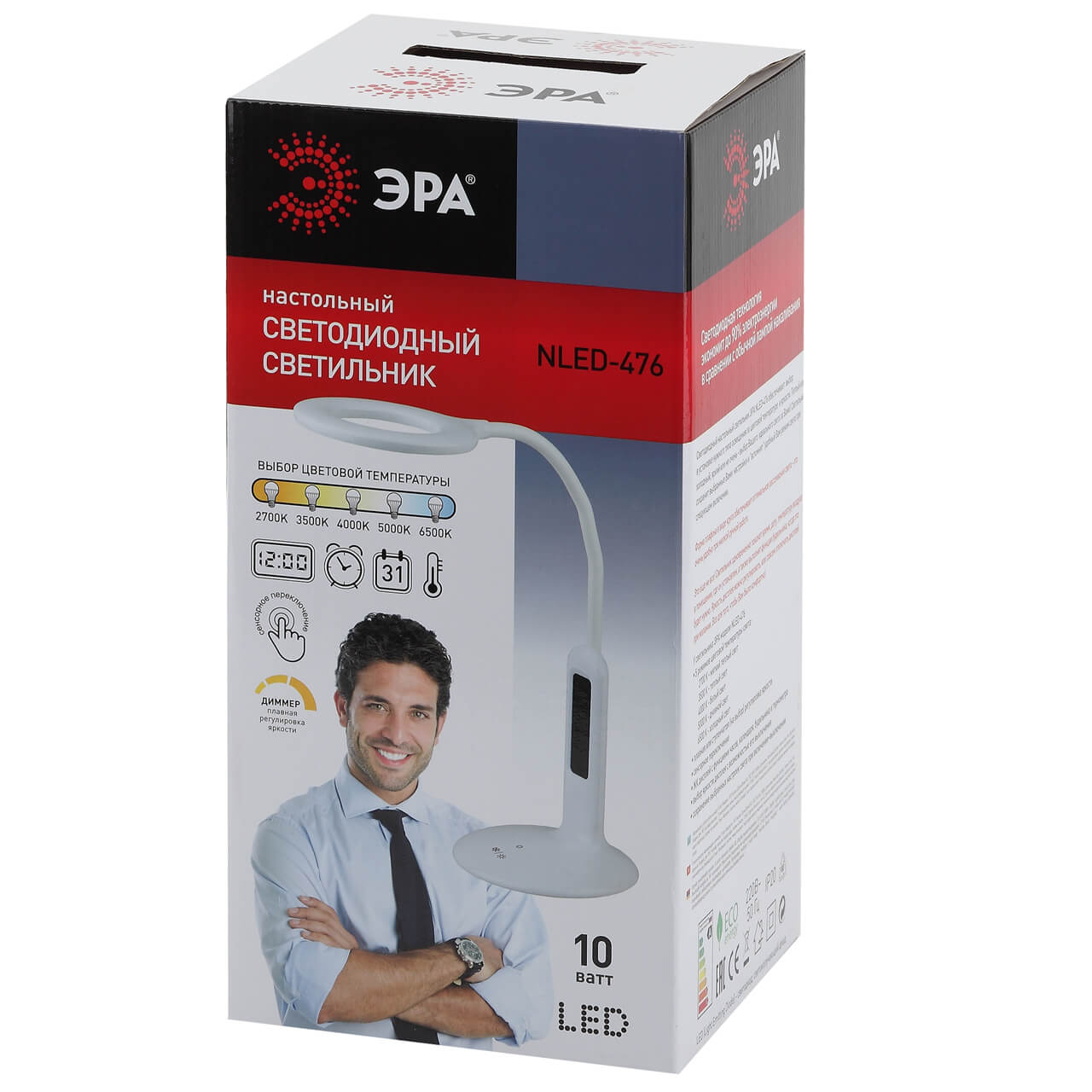 настольная лампа эра nled-476-10w-bk б0038592