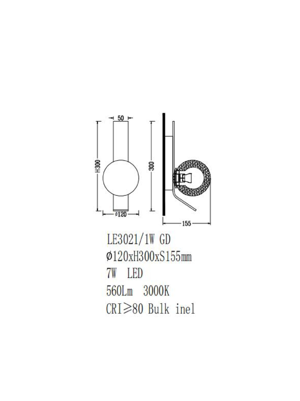 бра air le3021/1w gd