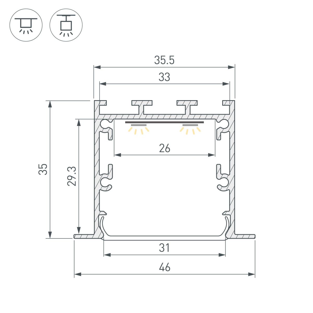 профиль arlight linia49-f-m-2000 white 057032