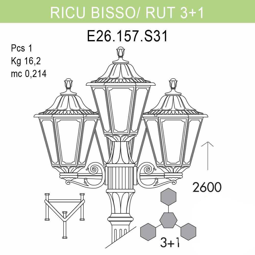 уличный фонарь fumagalli ricu bisso/rut e26.157.s31.wxf1r