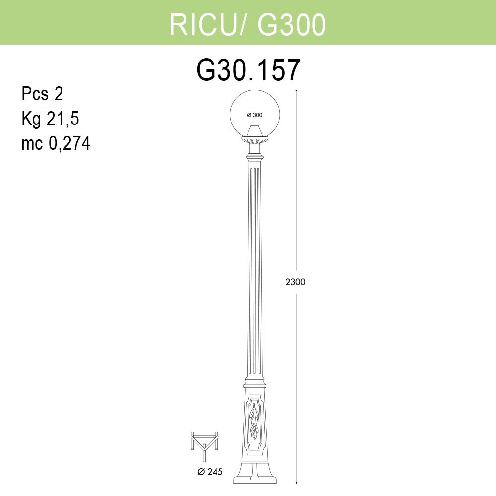 уличный фонарь fumagalli ricu/g300 g30.157.000.bxe27