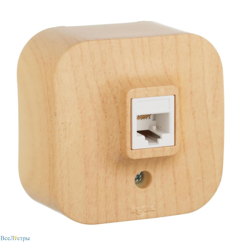 розетка телефонная rj11 legrand quteo дерево 782274