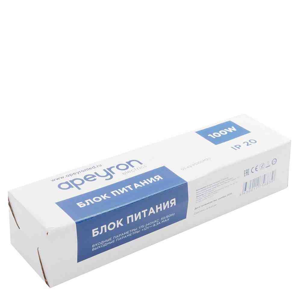 блок питания apeyron 12в 100вт ip20 8,3а 03-49