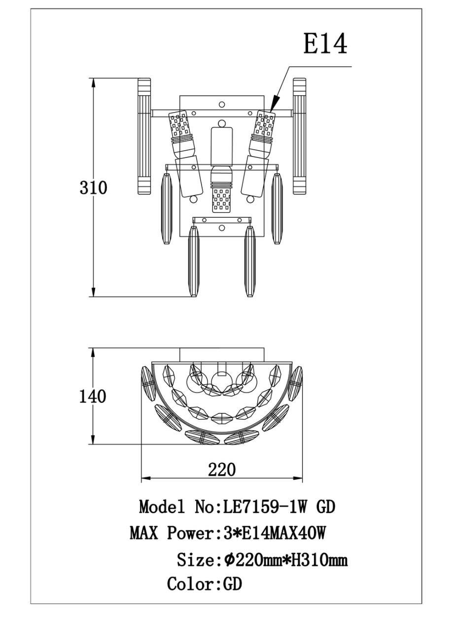бра noemi le7159/1w gd
