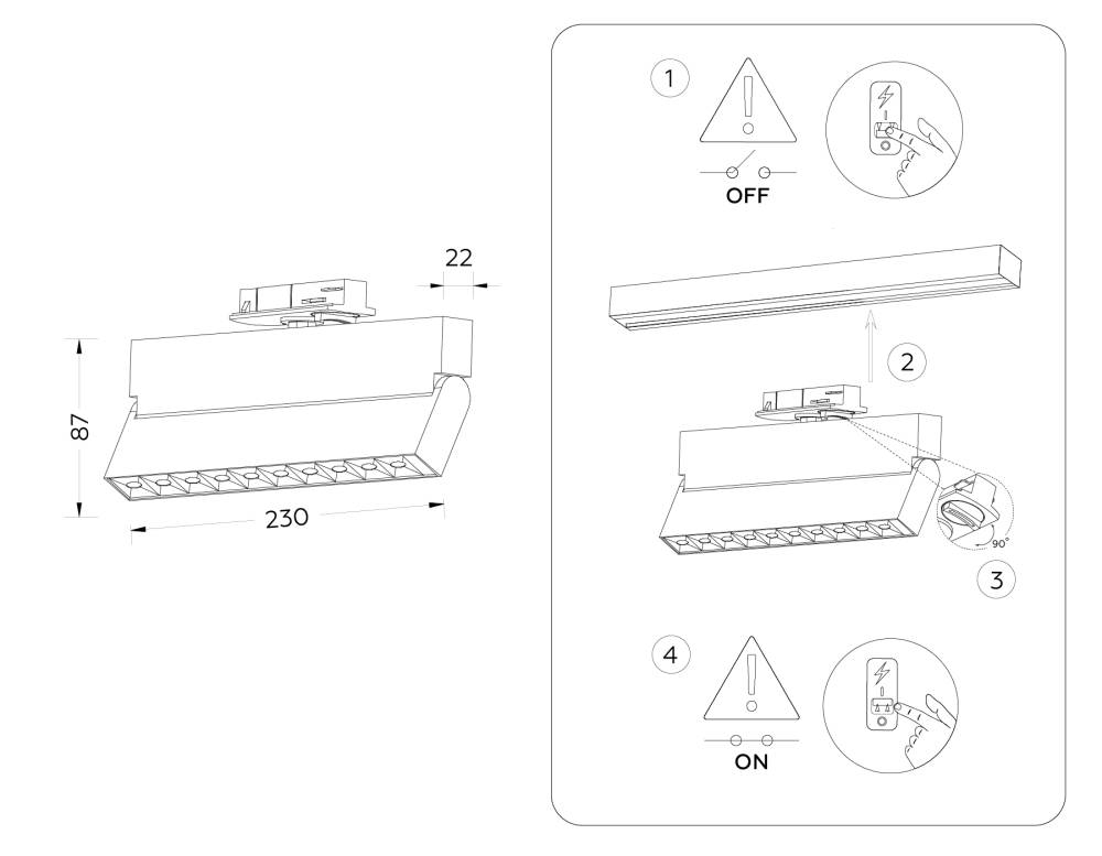 трековый однофазный светильник ambrella light track system gl6819