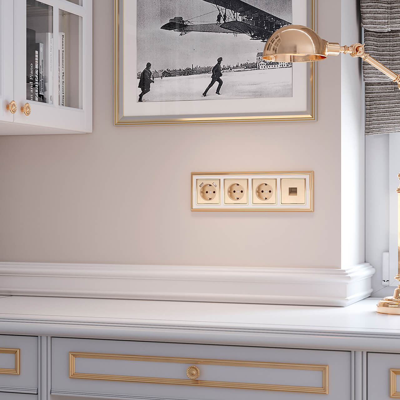 накладка для розетки usb werkel шампань рифленый w1179510 4690389160592