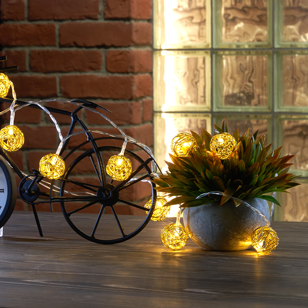 гирлянда линейная золотые шарики feron cl594 51450