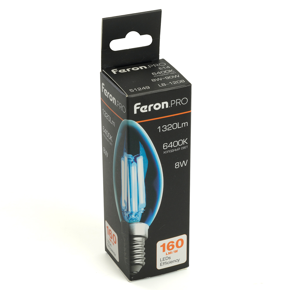 лампа светодиодная feron lb-1208 e14 8w 6400k 51249