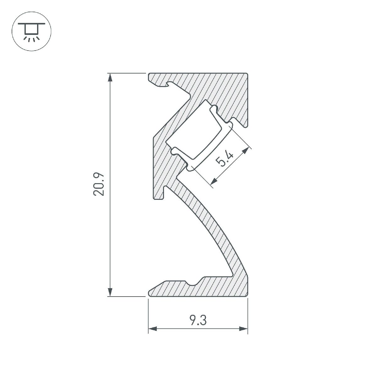 профиль arlight sl-bevel-w21-2000 anod black 043688