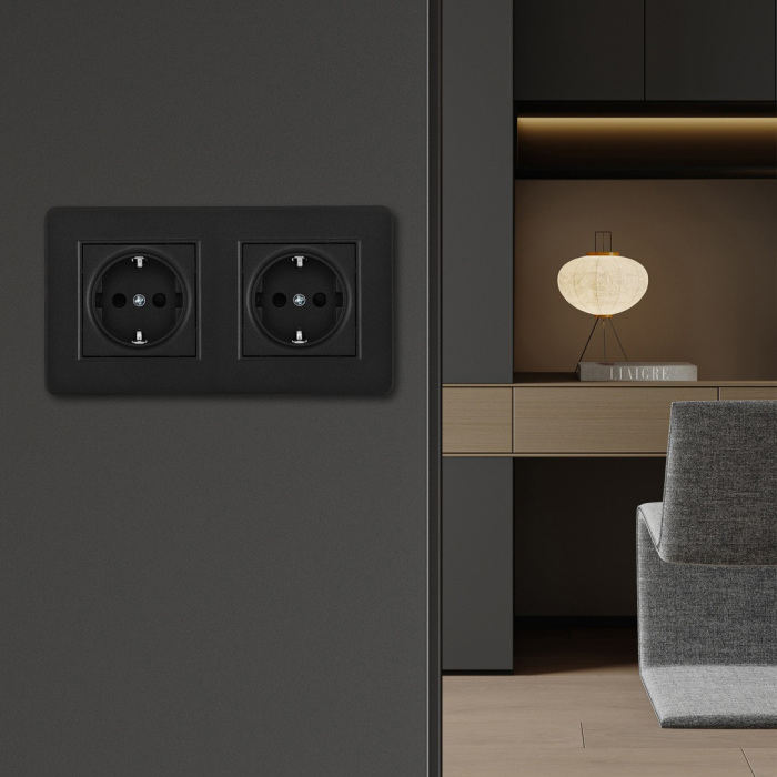 розетка arte milano set16-2-40-1x2 black