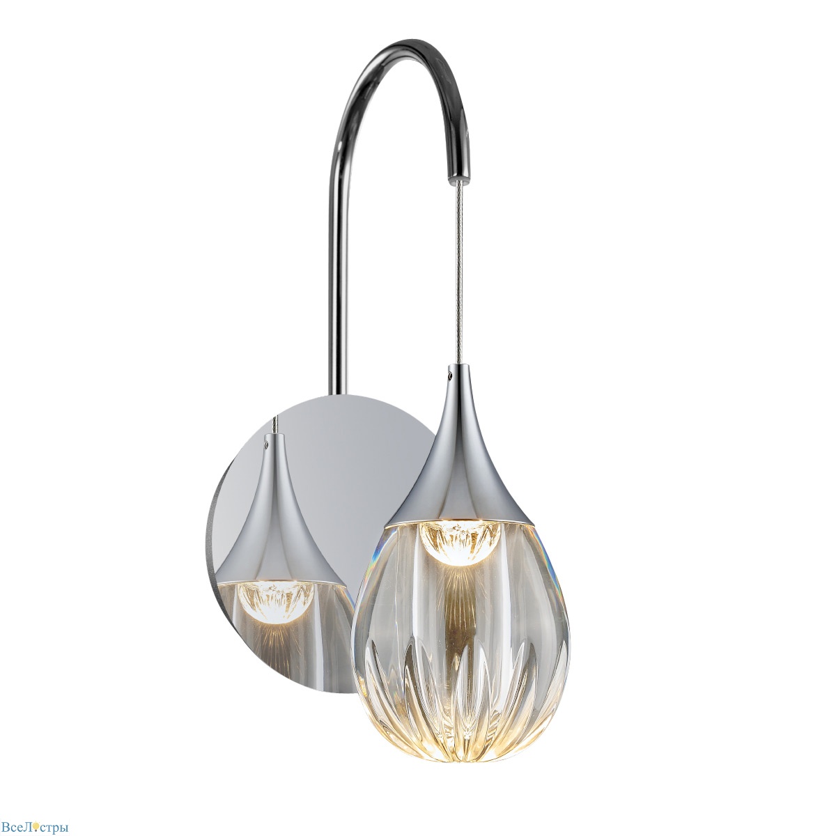 бра delight collection stilla mb24001004-1a chrome/clear