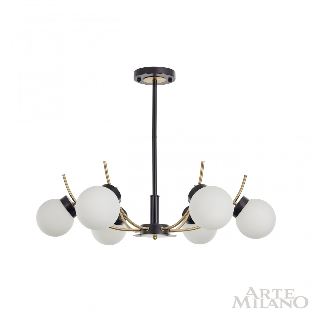люстра на штанге arte milano neapolis 276169/6 bk/gd