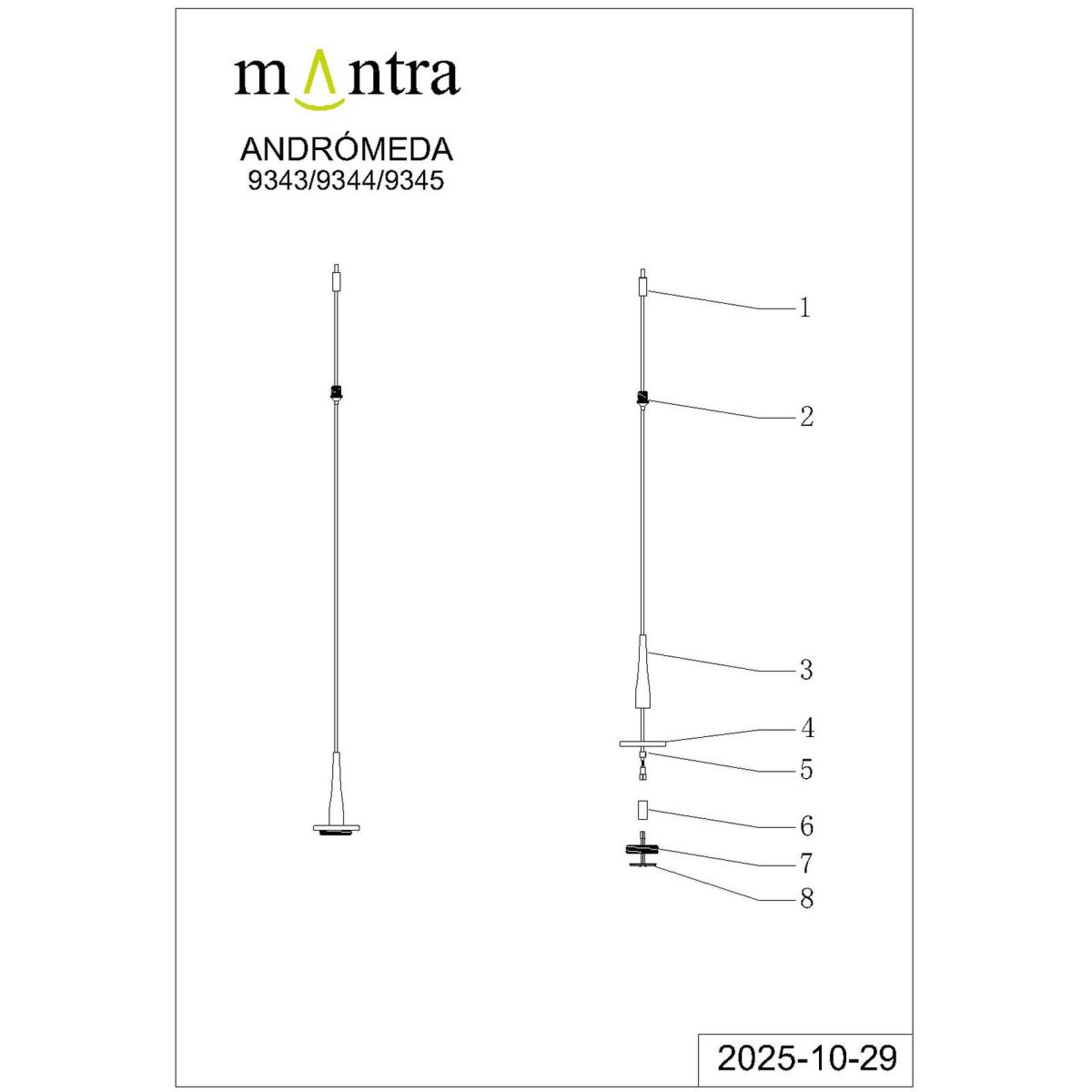 подвес светодиодный без плафона и основания mantra andromeda 9345