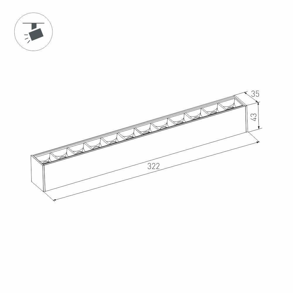трековый светодиодный светильник для магнитного шинопровода arlight mag-laser-45-l320-12w warm3000 026937