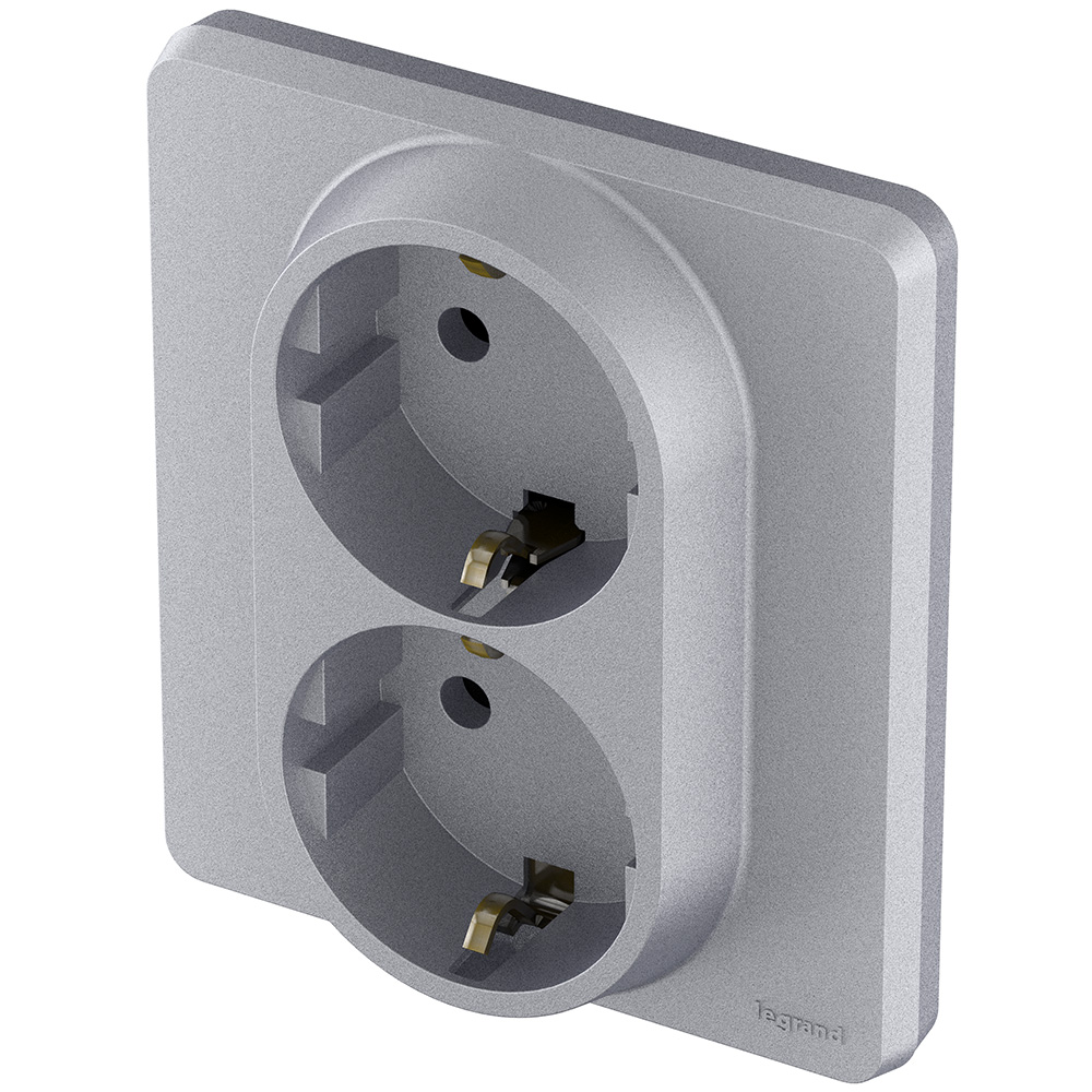 розетка двойная с/з legrand inspiria 673752