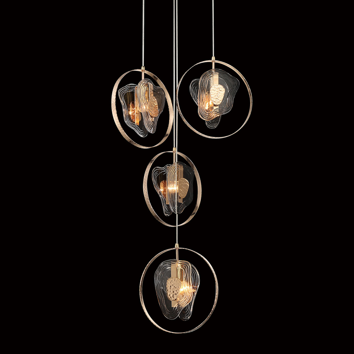 подвесной светильник delight collection cowley p60669-4 gold/clear