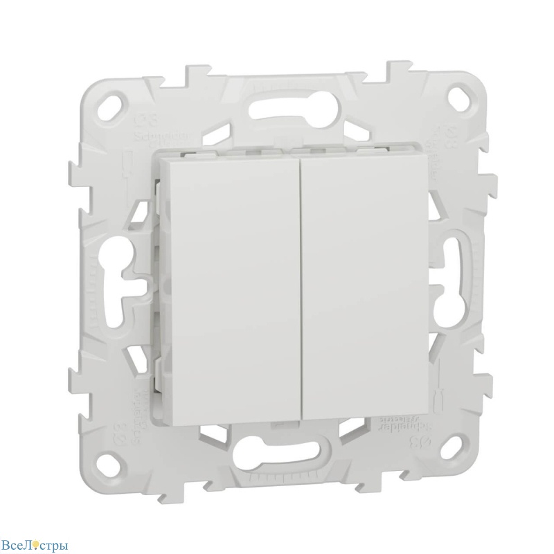 выключатель двухклавишный schneider electric unica new nu521118