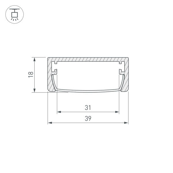 алюминиевый профиль arlight arh-wide-w39-2000 anod 030982
