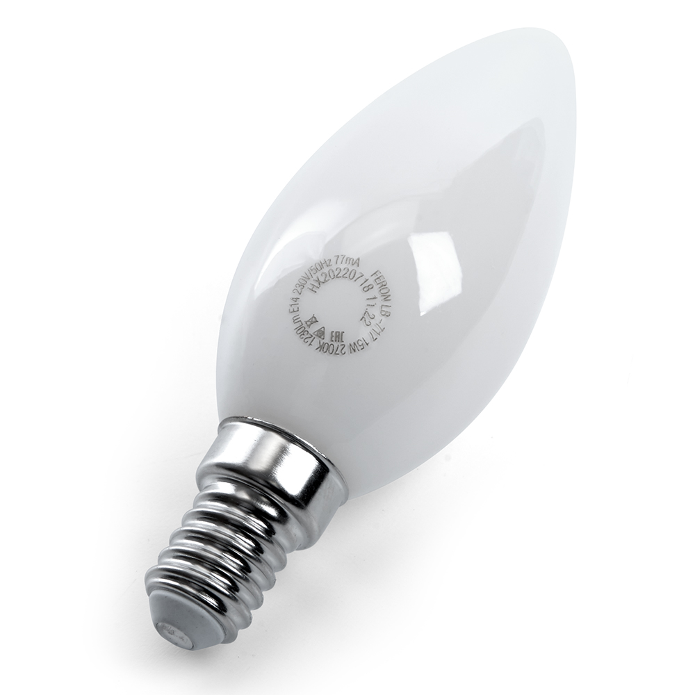 лампа светодиодная feron lb-717 свеча e14 15w 4000k 38257