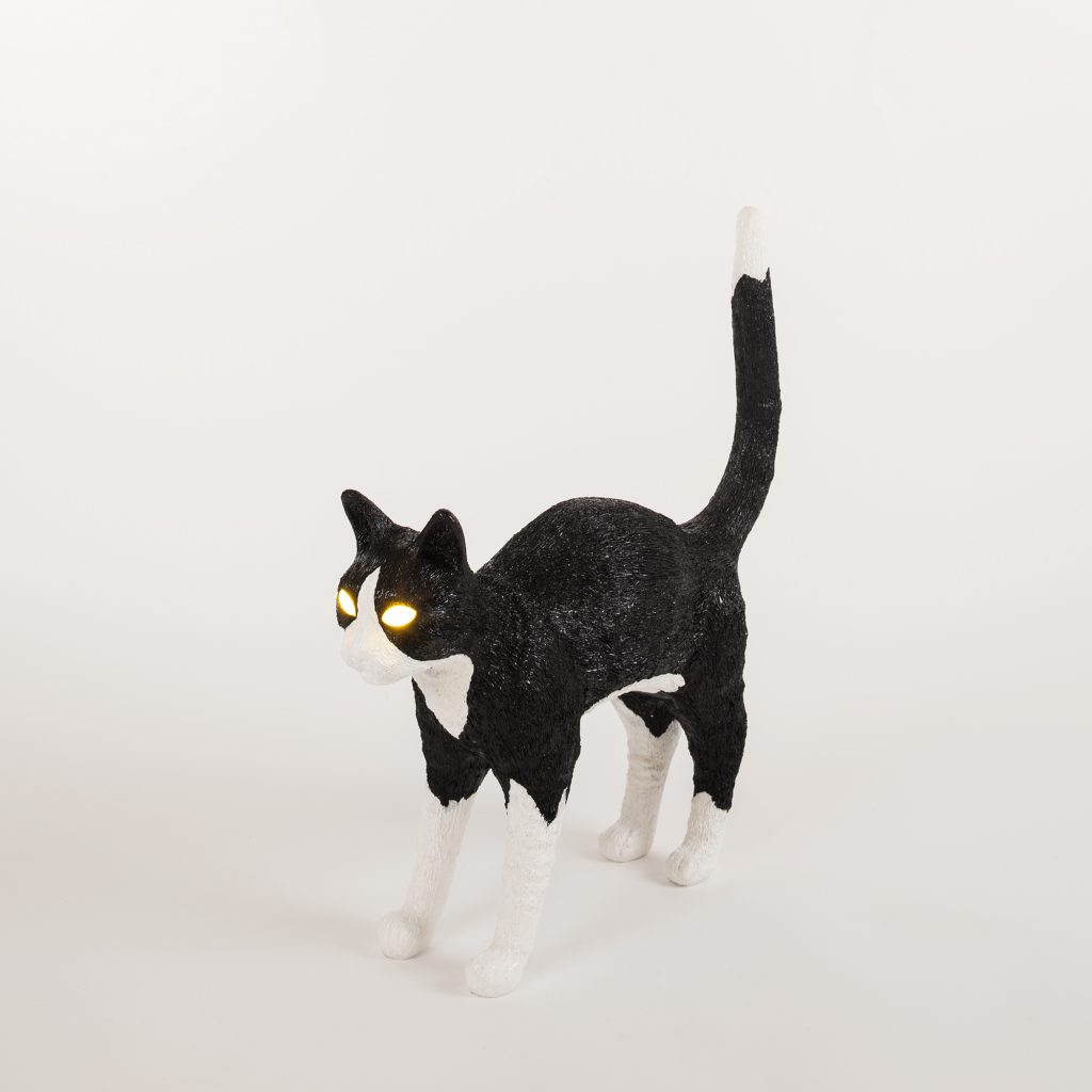 настольная лампа jobby the cat black and white seletti