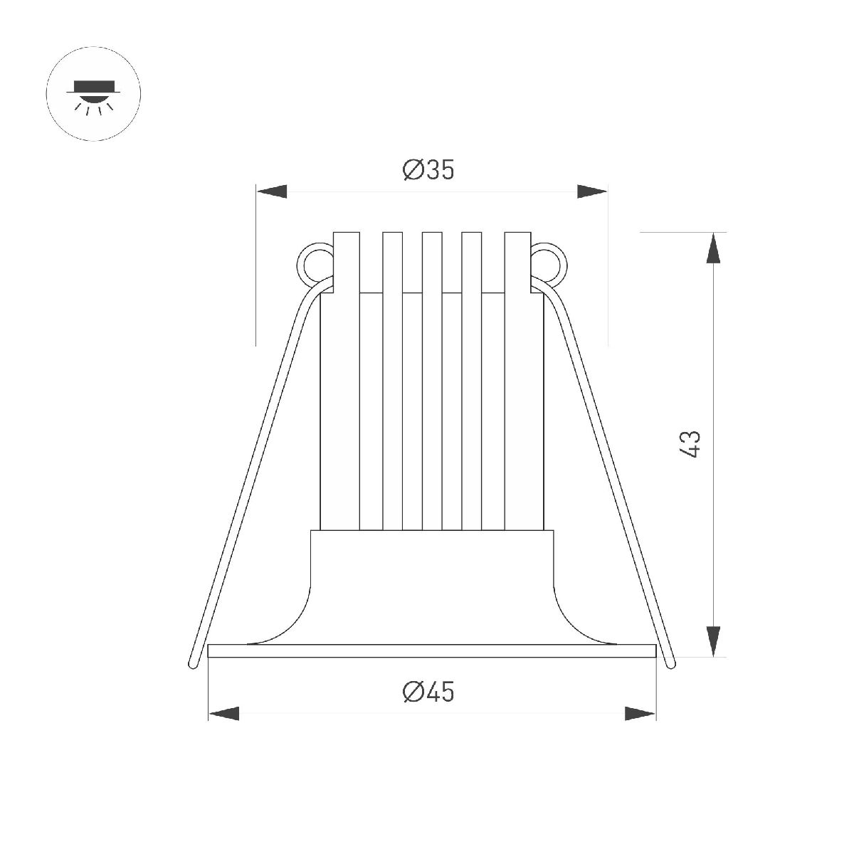встраиваемый светильник arlight ms-foggy-built-r45-5w day4000 (wh, 36 deg, 230v) 044622